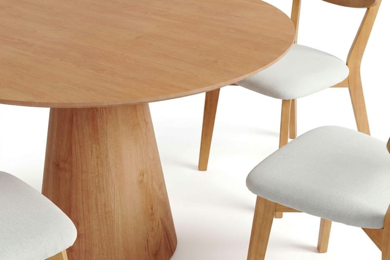 Siena Matgrupp 110 cm runt i Ek med 4 Amelia Matstolar med Dyna - Ek/Beige - Möbler - Matplats - Matgrupp & matbord med stolar