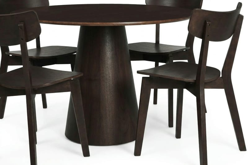 Siena Matgrupp 110 cm runt i Rökt Ek med 4 Amelia Matstolar - Rökt Ek - Möbler - Matplats - Matgrupp & matbord med stolar