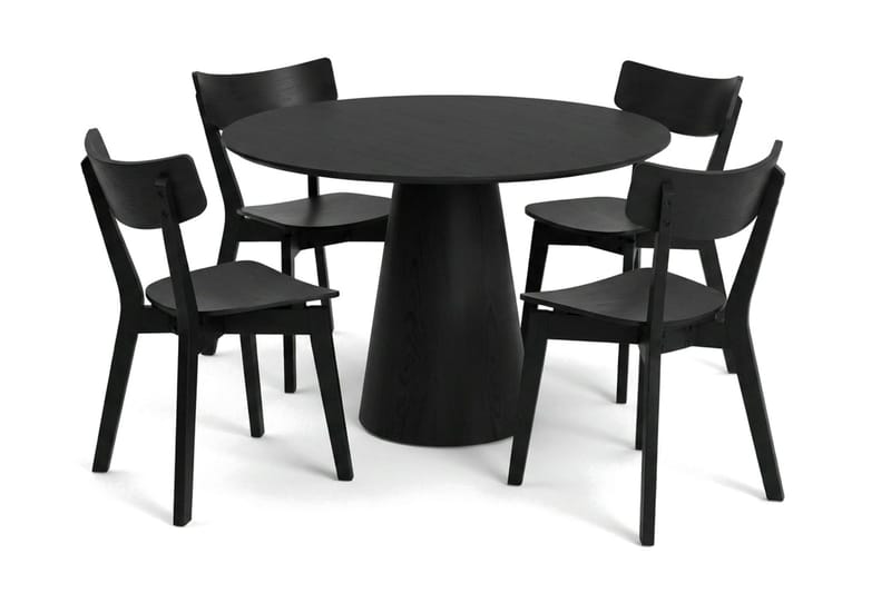 Siena Matgrupp 110 cm runt i Svart med 4 Amelia Matstolar - Svart - Möbler - Matplats - Matgrupp & matbord med stolar