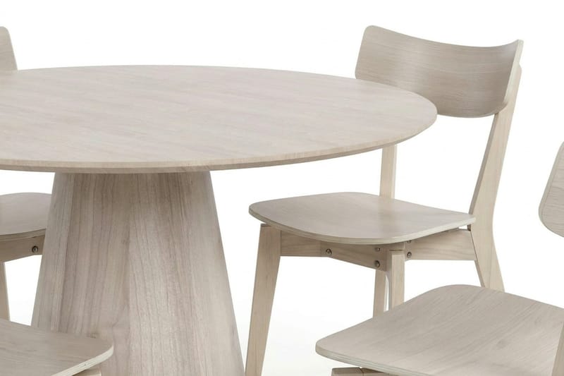 Siena Matgrupp 110 cm runt Vitlaserad med 4 Amelia Matstolar - Vitlaserad - Möbler - Matplats - Matgrupp & matbord med stolar