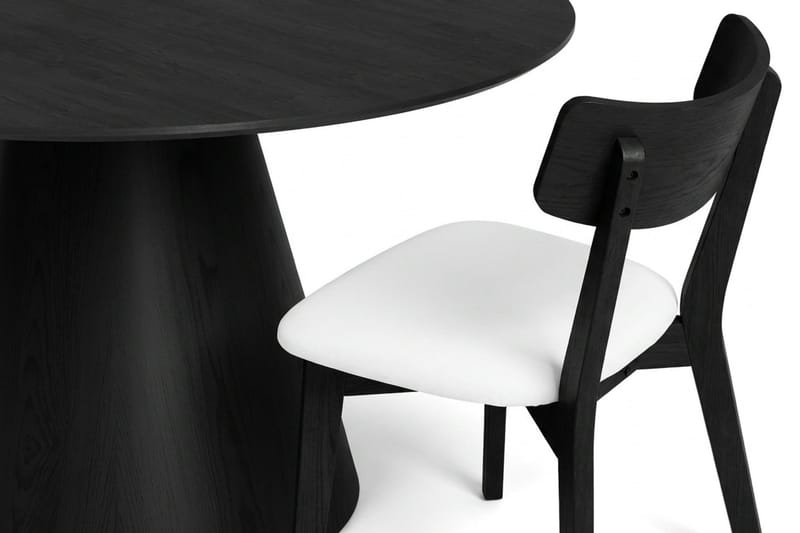 Siena Matgrupp 130 cm runt i Svart med 6 Amelia Matstolar med Dyna - Svart/Beige - Möbler - Matplats - Matgrupp & matbord med stolar