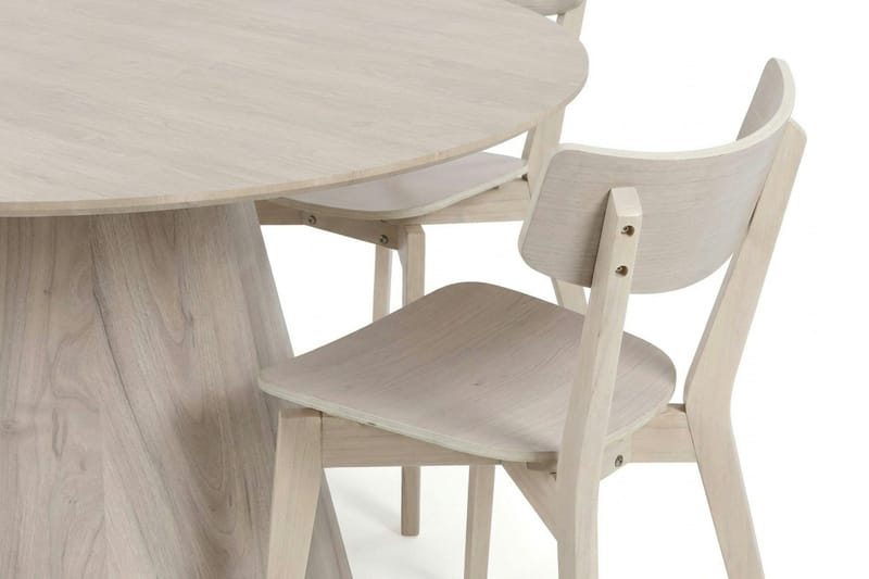 Siena Matgrupp 130 cm runt Vitlaserad med 6 Amelia Matstolar - Vitlaserad - Möbler - Matplats - Matgrupp & matbord med stolar