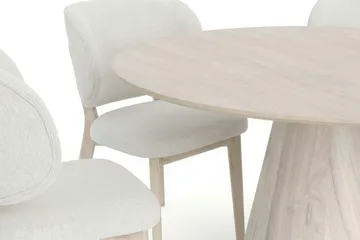 Siena Matgrupp 130 cm runt Vitlaserad med 6 Eira Matstolar - Vitlaserad - Möbler - Matplats - Matgrupp & matbord med stolar