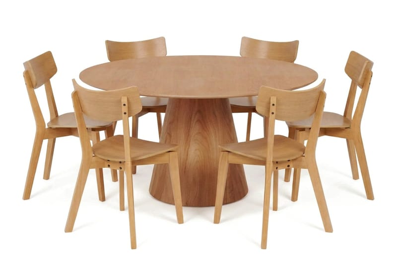 Siena Matgrupp 150 cm runt i Ek med 6 Amelia Matstolar - Ek - Möbler - Matplats - Matgrupp & matbord med stolar