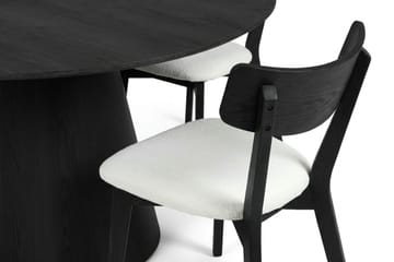 Siena Matgrupp 150 cm runt i Svart med 6 Amelia Matstolar med Dyna - Svartlaserad ek - Möbler - Matplats - Matgrupp & matbord med stolar