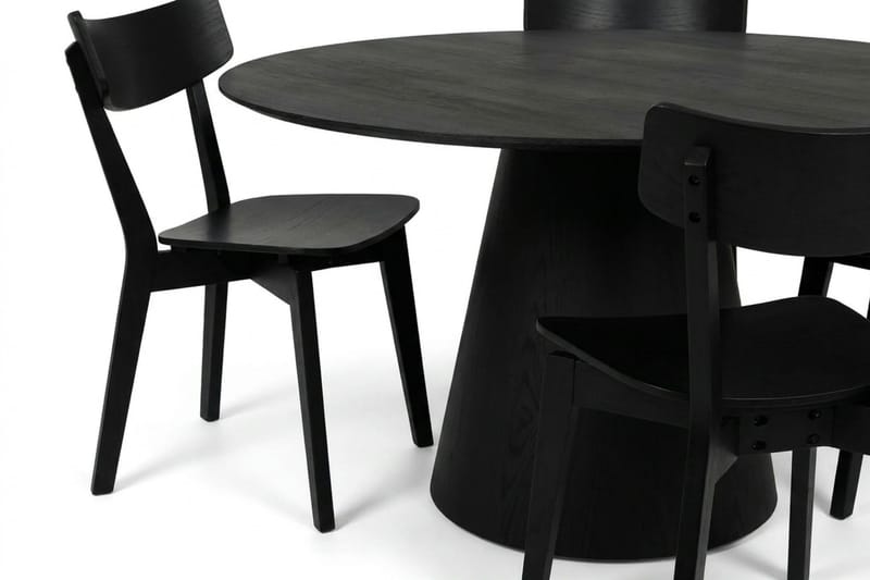 Siena Matgrupp 150 cm runt i Svart med 6 Amelia Matstolar - Svart - Möbler - Matplats - Matgrupp & matbord med stolar