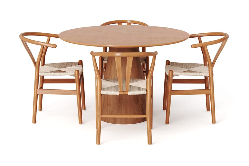 Siena Matgrupp runt 110 cm Ek med 4 Dastoori Matstolar - Ek - Möbler - Matplats - Matgrupp & matbord med stolar