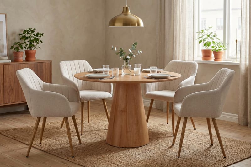 Siena Matgrupp runt 110 cm Ek med 4 Filippa Matstolar - Ek - Möbler - Matplats - Matgrupp & matbord med stolar