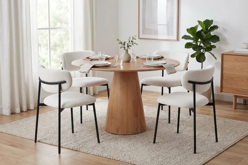 Siena Matgrupp runt 110 cm Ek med 4 Lucy Matstolar - Ek - Möbler - Matplats - Matgrupp & matbord med stolar