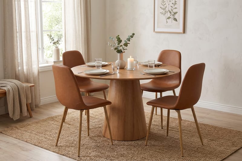 Siena Matgrupp runt 110 cm Ek med 4 Nibe Matstolar - Ek - Möbler - Matplats - Matgrupp & matbord med stolar
