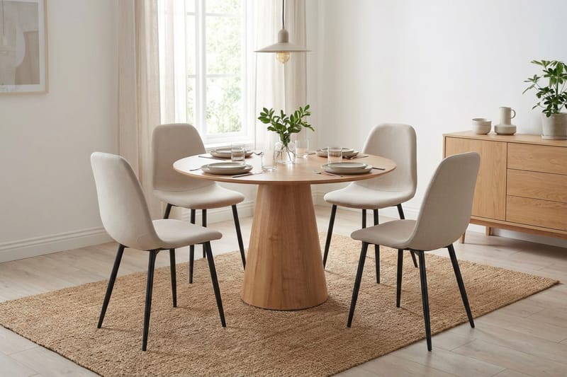 Siena Matgrupp runt 110 cm Ek med 4 Nibe Matstolar - Ek - Möbler - Matplats - Matgrupp & matbord med stolar