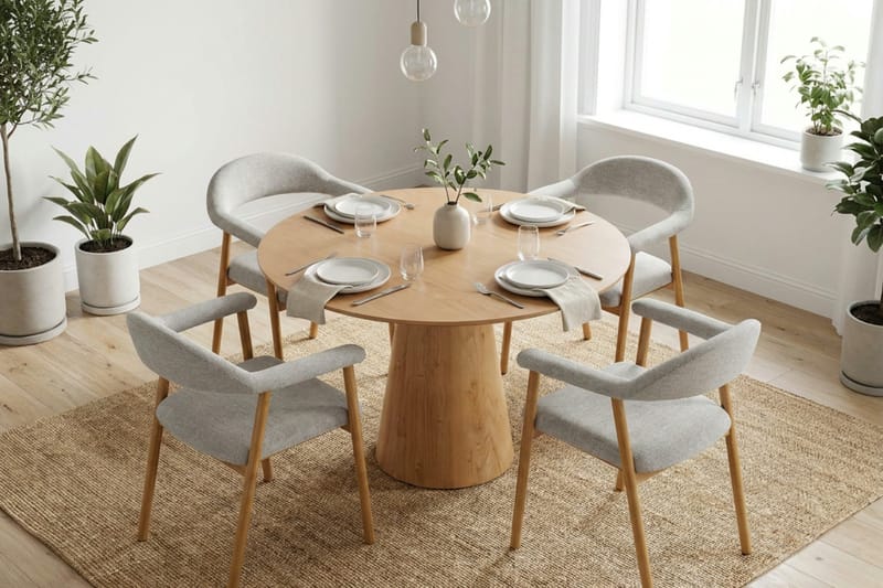 Siena Matgrupp runt 110 cm Ek med 4 Ronja Matstolar - Ek - Möbler - Matplats - Matgrupp & matbord med stolar