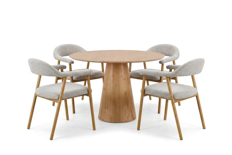 Siena Matgrupp runt 110 cm Ek med 4 Ronja Matstolar - Sand/Ek - Möbler - Matplats - Matgrupp & matbord med stolar