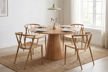 Siena Matgrupp runt 110 cm Ek med 4 Winston Matstolar - Ek - Möbler - Matplats - Matgrupp & matbord med stolar