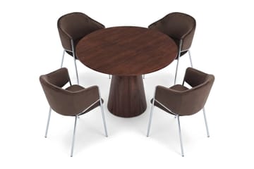 Siena Matgrupp runt 110 cm med 4 Filip Matstolar - Valnöt - Möbler - Matplats - Matgrupp & matbord med stolar