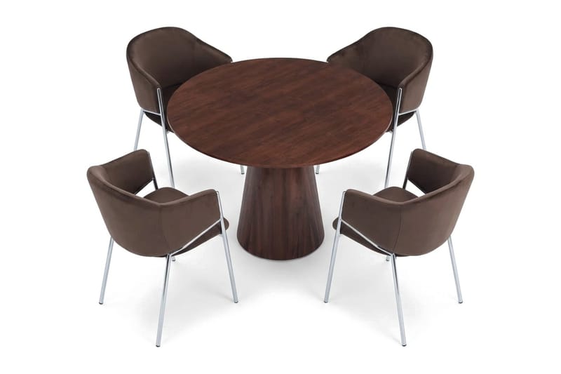 Siena Matgrupp runt 110 cm med 4 Filip Matstolar - Valnöt - Möbler - Matplats - Matgrupp & matbord med stolar