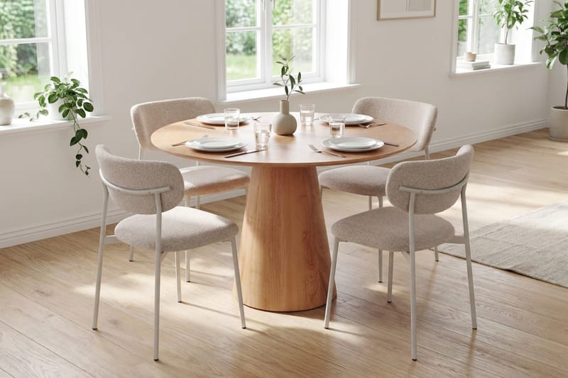 Siena Matgrupp runt 110 cm med 4 Lucy Matstolar - Ek - Möbler - Matplats - Matgrupp & matbord med stolar