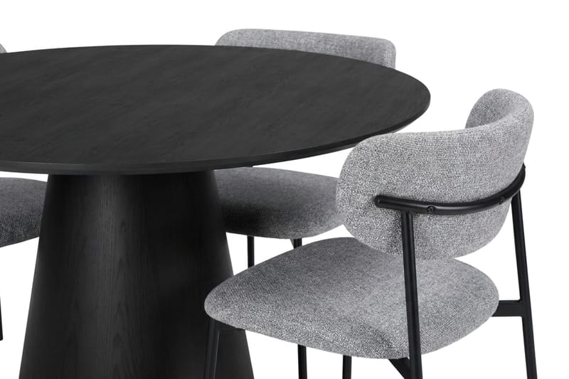 Siena Matgrupp runt 110 cm med 4 Lucy Matstolar - Svartlaserad ek - Möbler - Matplats - Matgrupp & matbord med stolar