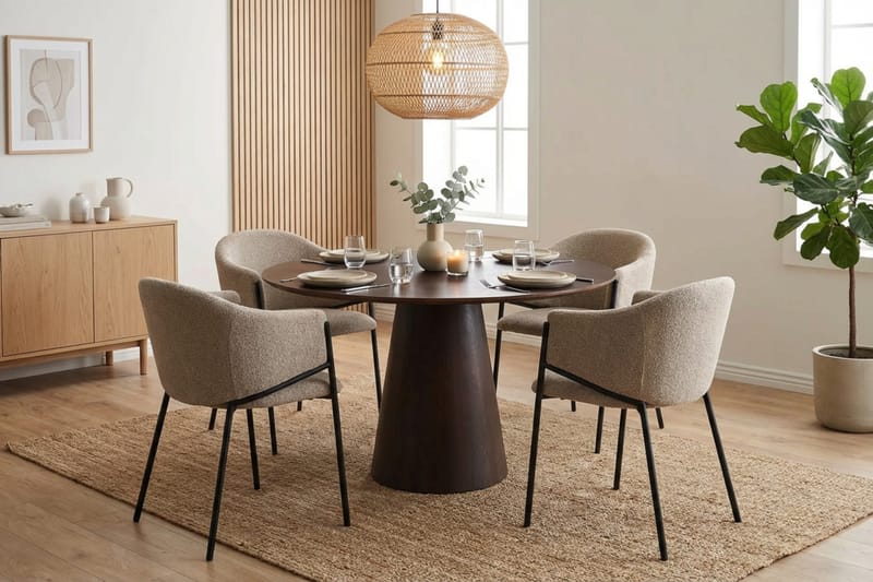 Siena Matgrupp runt 110 cm Rökt Ek med 4 Filip Matstolar - Rökt ek - Möbler - Matplats - Matgrupp & matbord med stolar