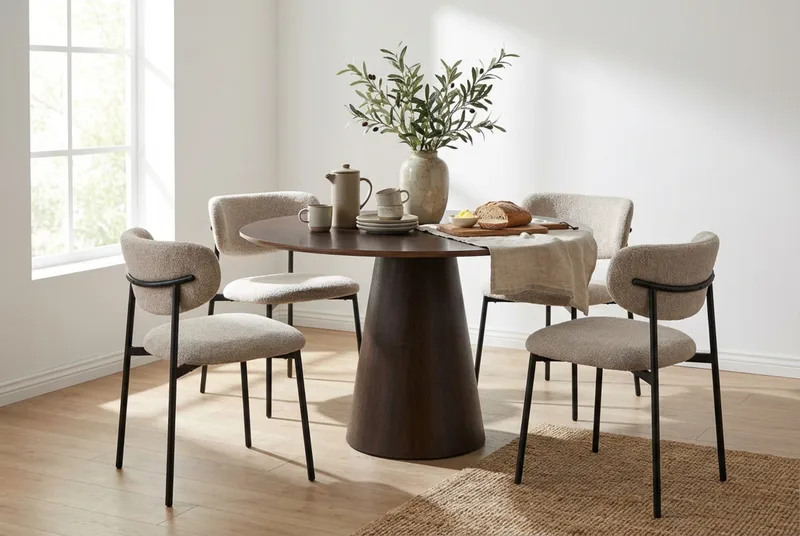 Siena Matgrupp runt 110 cm Rökt Ek med 4 Lucy Matstolar - Rökt Ek - Möbler - Matplats - Matgrupp & matbord med stolar