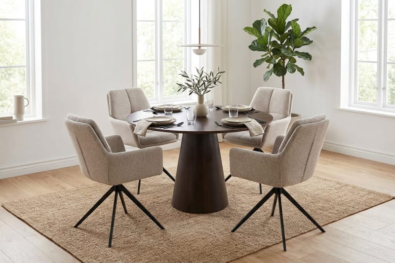 Siena Matgrupp runt 110 cm Rökt Ek med 4 Torsby Matstolar - Rökt ek - Möbler - Matplats - Matgrupp & matbord med stolar