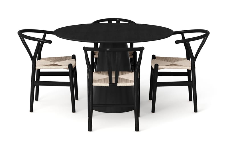 Siena Matgrupp runt 110 cm Svart med 4 Dastoori Matstolar - Svart - Möbler - Matplats - Matgrupp & matbord med stolar