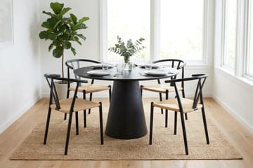Siena Matgrupp runt 110 cm Svart med 4 Elysia Matstolar - Svartlaserad ek - Möbler - Matplats - Matgrupp & matbord med stolar