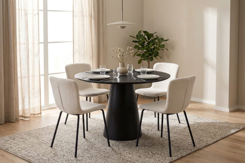 Siena Matgrupp runt 110 cm Svart med 4 Katy Matstolar - Svart - Möbler - Matplats - Matgrupp & matbord med stolar
