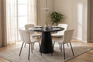 Siena Matgrupp runt 110 cm Svart med 4 Katy Matstolar - Svartlaserad ek - Möbler - Matplats - Matgrupp & matbord med stolar