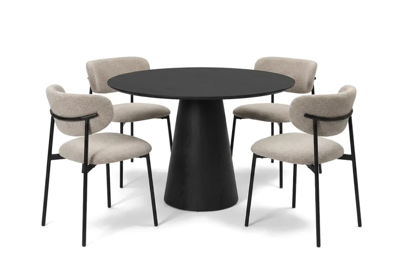 Siena Matgrupp runt 110 cm Svart med 4 Lucy Matstolar - Svart - Möbler - Matplats - Matgrupp & matbord med stolar