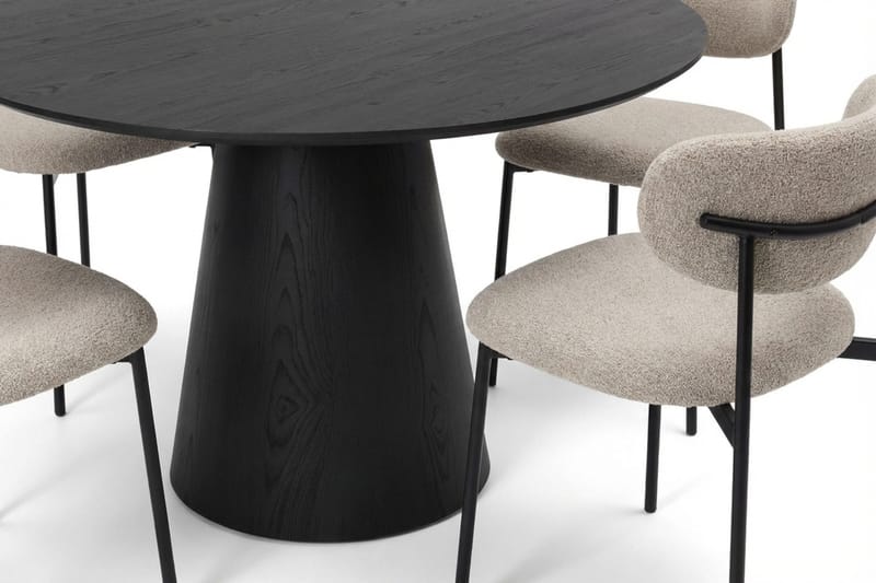 Siena Matgrupp runt 110 cm Svart med 4 Lucy Matstolar - Svart - Möbler - Matplats - Matgrupp & matbord med stolar