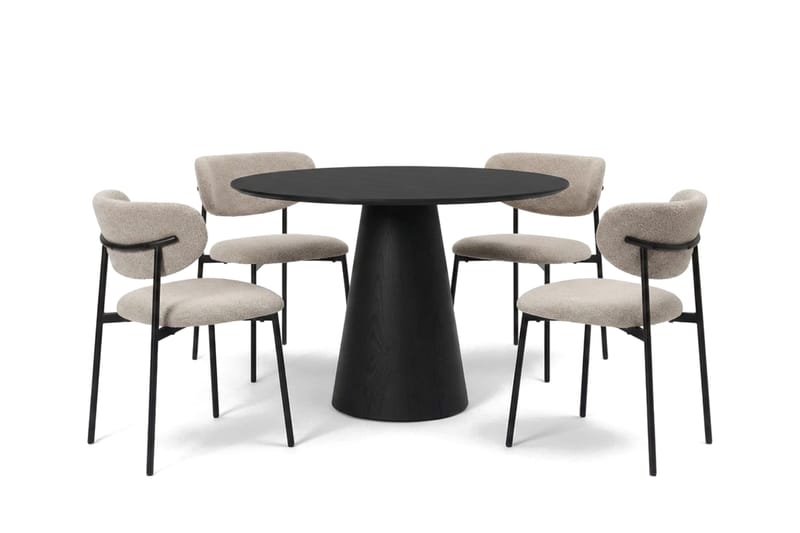 Siena Matgrupp runt 110 cm Svart med 4 Lucy Matstolar - Svart - Möbler - Matplats - Matgrupp & matbord med stolar