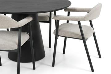 Siena Matgrupp runt 110 cm Svart med 4 Ronja Matstolar - Svartlaserad ek - Möbler - Matplats - Matgrupp & matbord med stolar