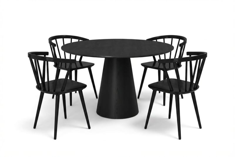 Siena Matgrupp runt 110 cm Svart med 4 Tyrö Matstolar - Svart - Möbler - Matplats - Matgrupp & matbord med stolar