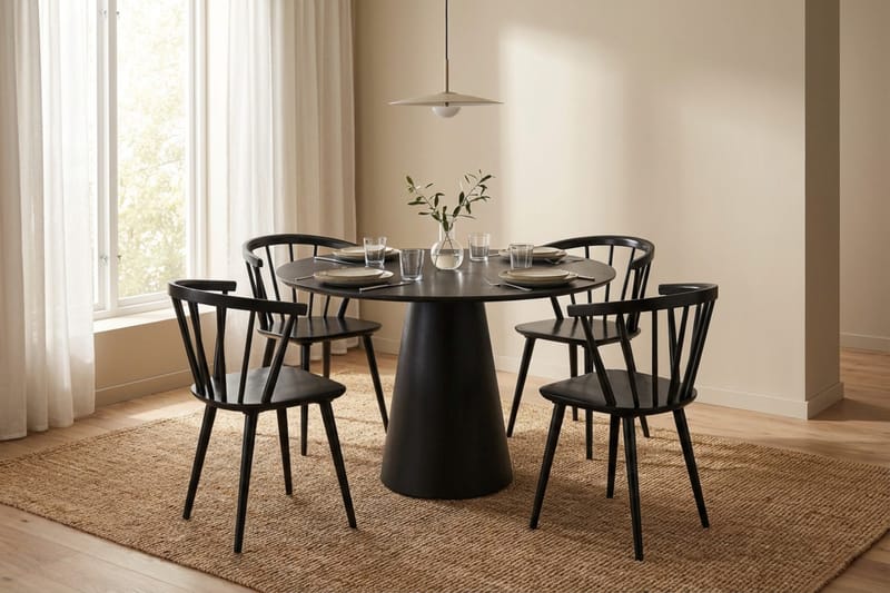 Siena Matgrupp runt 110 cm Svart med 4 Tyrö Matstolar - Svart - Möbler - Matplats - Matgrupp & matbord med stolar