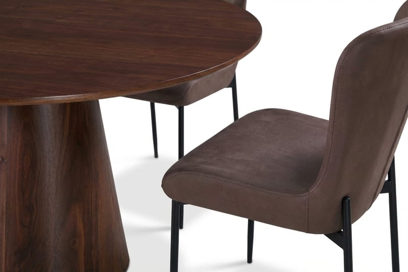 Siena Matgrupp runt 110 cm Valnöt med 4 Elsie Matstolar - Valnöt/Brun - Möbler - Matplats - Matgrupp & matbord med stolar