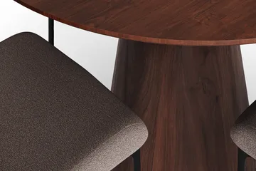 Siena Matgrupp runt 110 cm Valnöt med 4 Elsie Matstolar - Valnöt/Grå - Möbler - Matplats - Matgrupp & matbord med stolar