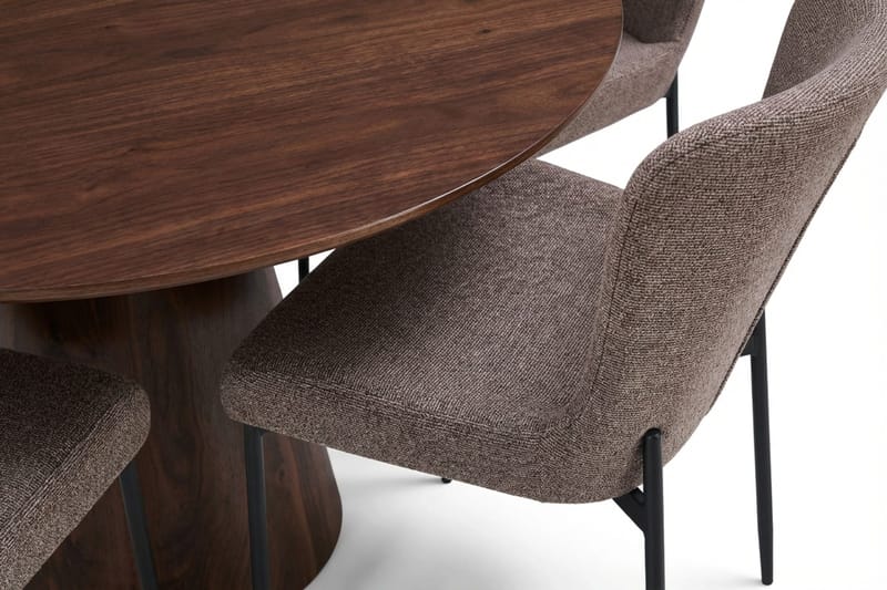 Siena Matgrupp runt 110 cm Valnöt med 4 Elsie Matstolar - Valnöt/Grå - Möbler - Matplats - Matgrupp & matbord med stolar