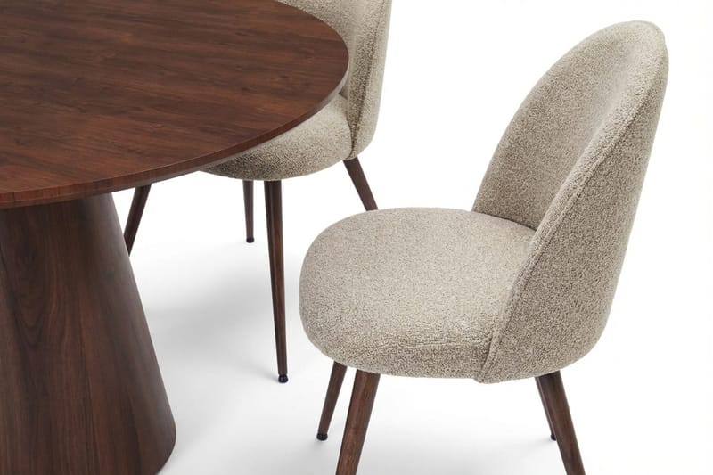 Siena Matgrupp runt 110 cm Valnöt med 4 Nibe Plus Matstolar - Valnöt - Möbler - Matplats - Matgrupp & matbord med stolar
