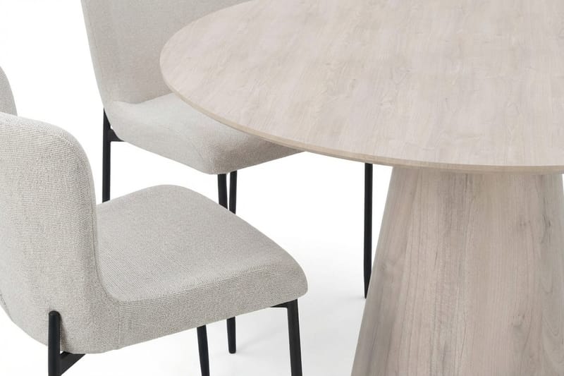 Siena Matgrupp runt 110 cm Vitlaserad med 4 Elsie Matstolar - Vitlaserad ek - Möbler - Matplats - Matgrupp & matbord med stolar