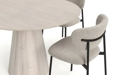 Siena Matgrupp runt 110 cm Vitlaserad med 4 Lucy Matstolar - Vitlaserad - Möbler - Matplats - Matgrupp & matbord med stolar