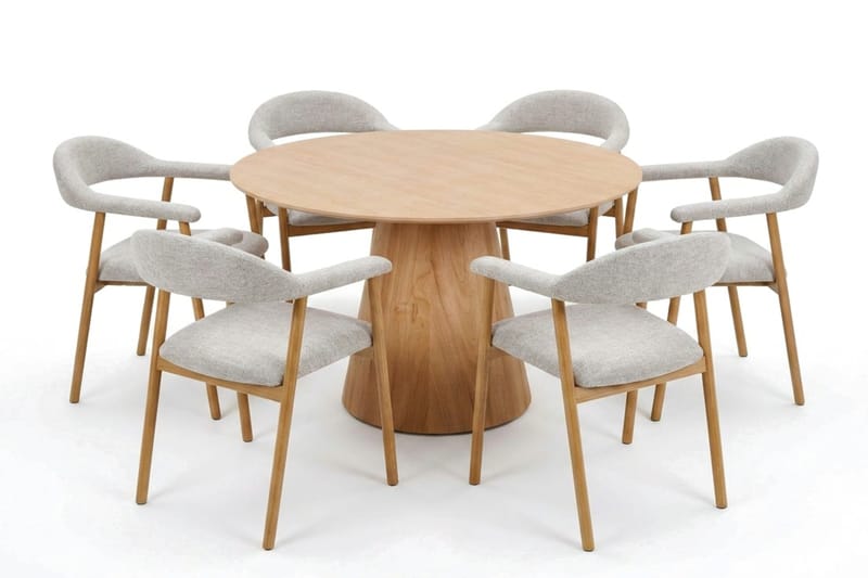 Siena Matgrupp runt 130 cm Ek med 4 Ronja Matstolar - Sand/Ek - Möbler - Matplats - Matgrupp & matbord med stolar
