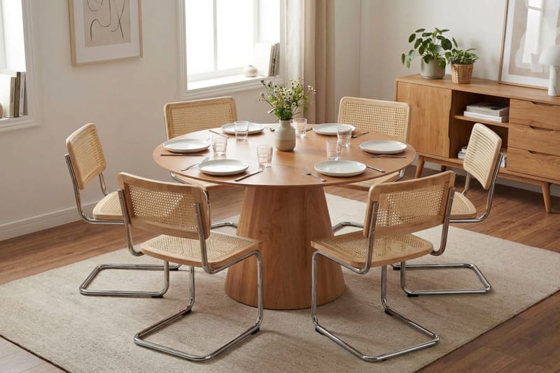 Siena Matgrupp runt 130 cm Ek med 6 Build Matstolar - Ek - Möbler - Matplats - Matgrupp & matbord med stolar