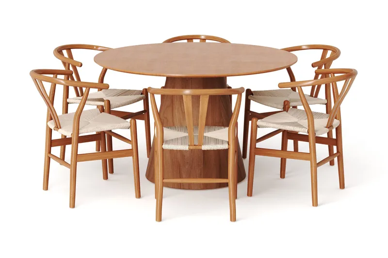 Siena Matgrupp runt 130 cm Ek med 6 Dastoori Matstolar - Ek - Möbler - Matplats - Matgrupp & matbord med stolar