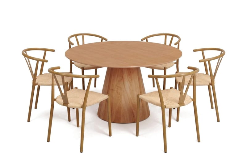 Siena Matgrupp runt 130 cm Ek med 6 Elysia Matstolar - Ek - Möbler - Matplats - Matgrupp & matbord med stolar