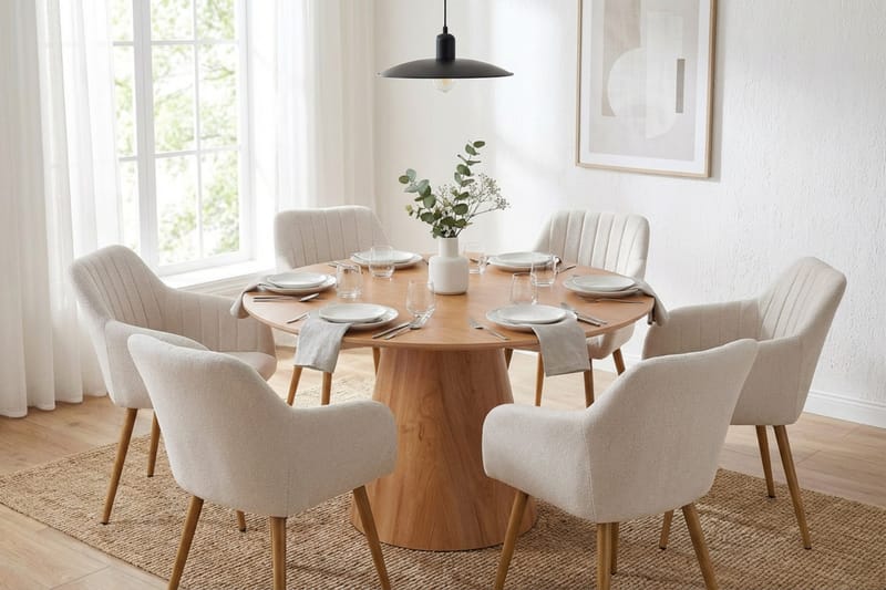 Siena Matgrupp runt 130 cm Ek med 6 Filippa Matstolar - Ek - Möbler - Matplats - Matgrupp & matbord med stolar