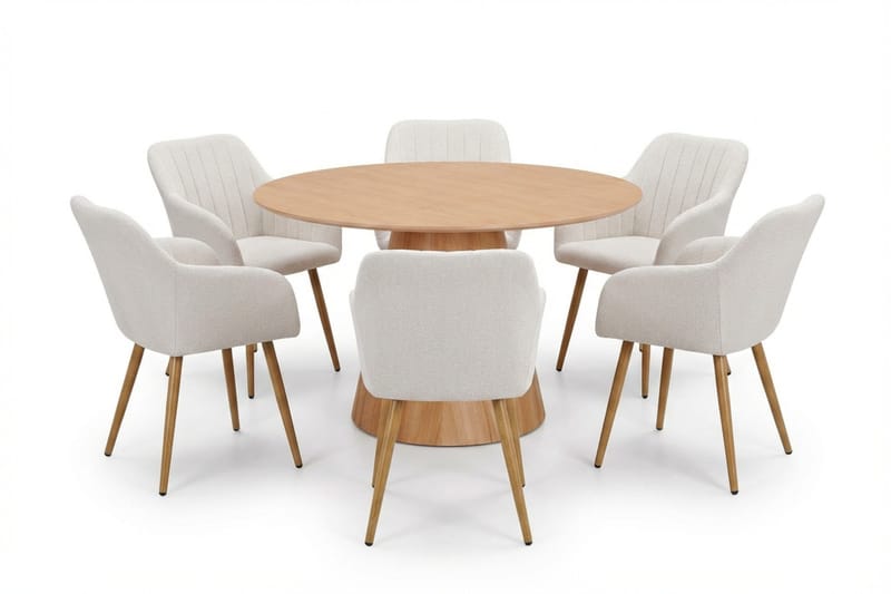 Siena Matgrupp runt 130 cm Ek med 6 Filippa Matstolar - Ek - Möbler - Matplats - Matgrupp & matbord med stolar