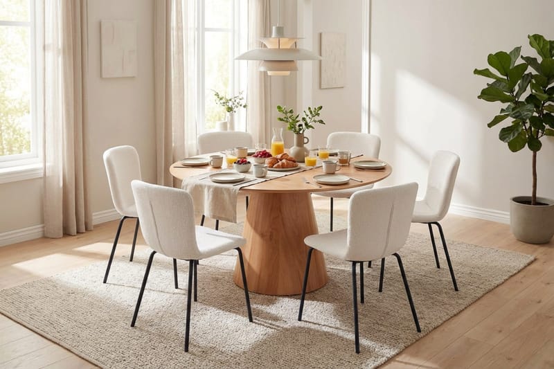 Siena Matgrupp runt 130 cm Ek med 6 Katy Matstolar - Ek - Möbler - Matplats - Matgrupp & matbord med stolar