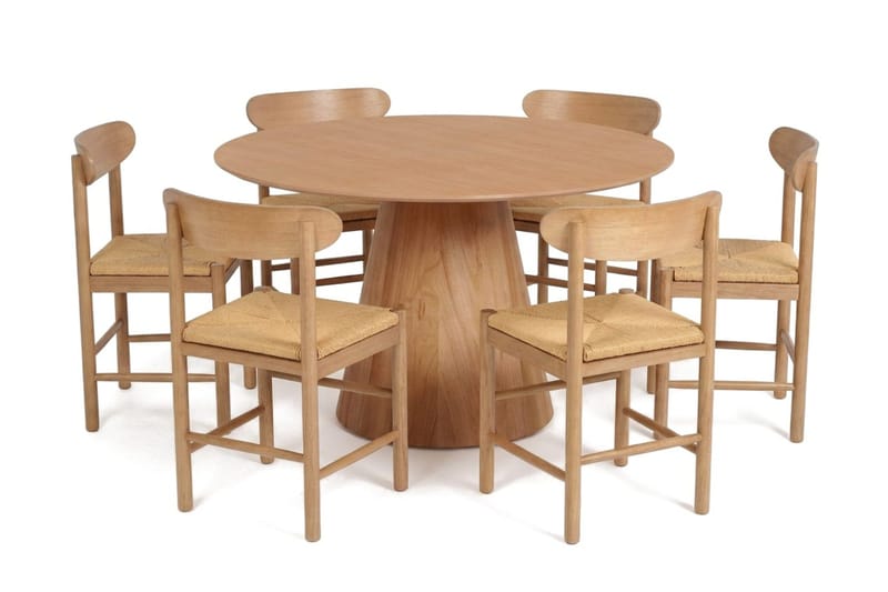 Siena Matgrupp runt 130 cm Ek med 6 Malte Matstolar - Möbler - Matplats - Matgrupp & matbord med stolar