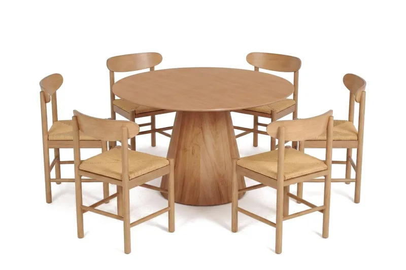 Siena Matgrupp runt 130 cm Ek med 6 Malte Matstolar - Möbler - Matplats - Matgrupp & matbord med stolar
